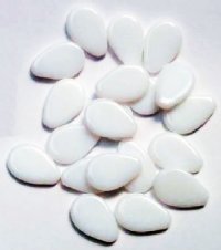 20 18mm Opaque White Flat Drop Beads